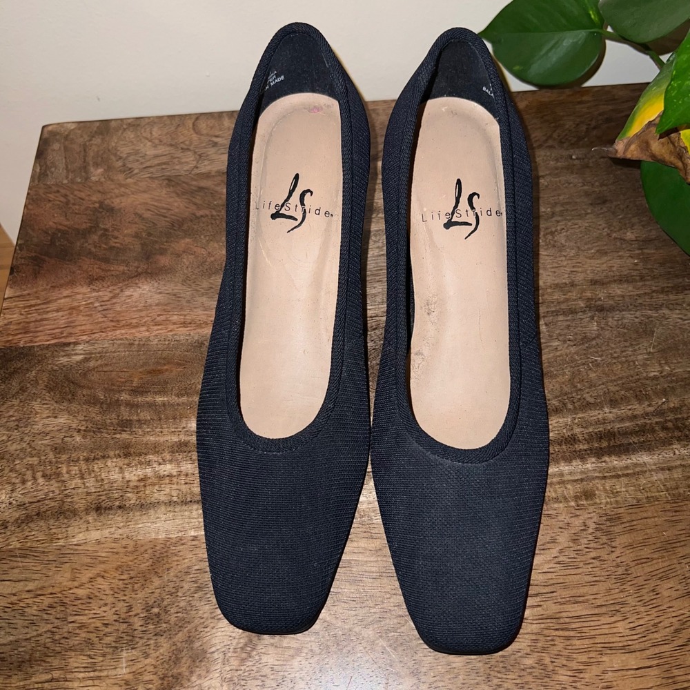 Lifestride Womens 7M Blue Fabric Block Heel Pumps Career Wear Comfort Workwear - Picture 5 of 8